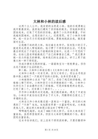 2024年大林和小林的读后感