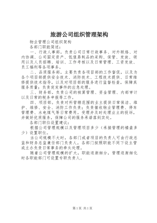2024年旅游公司组织管理架构
