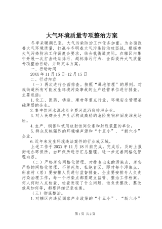 2024年大气环境质量专项整治方案