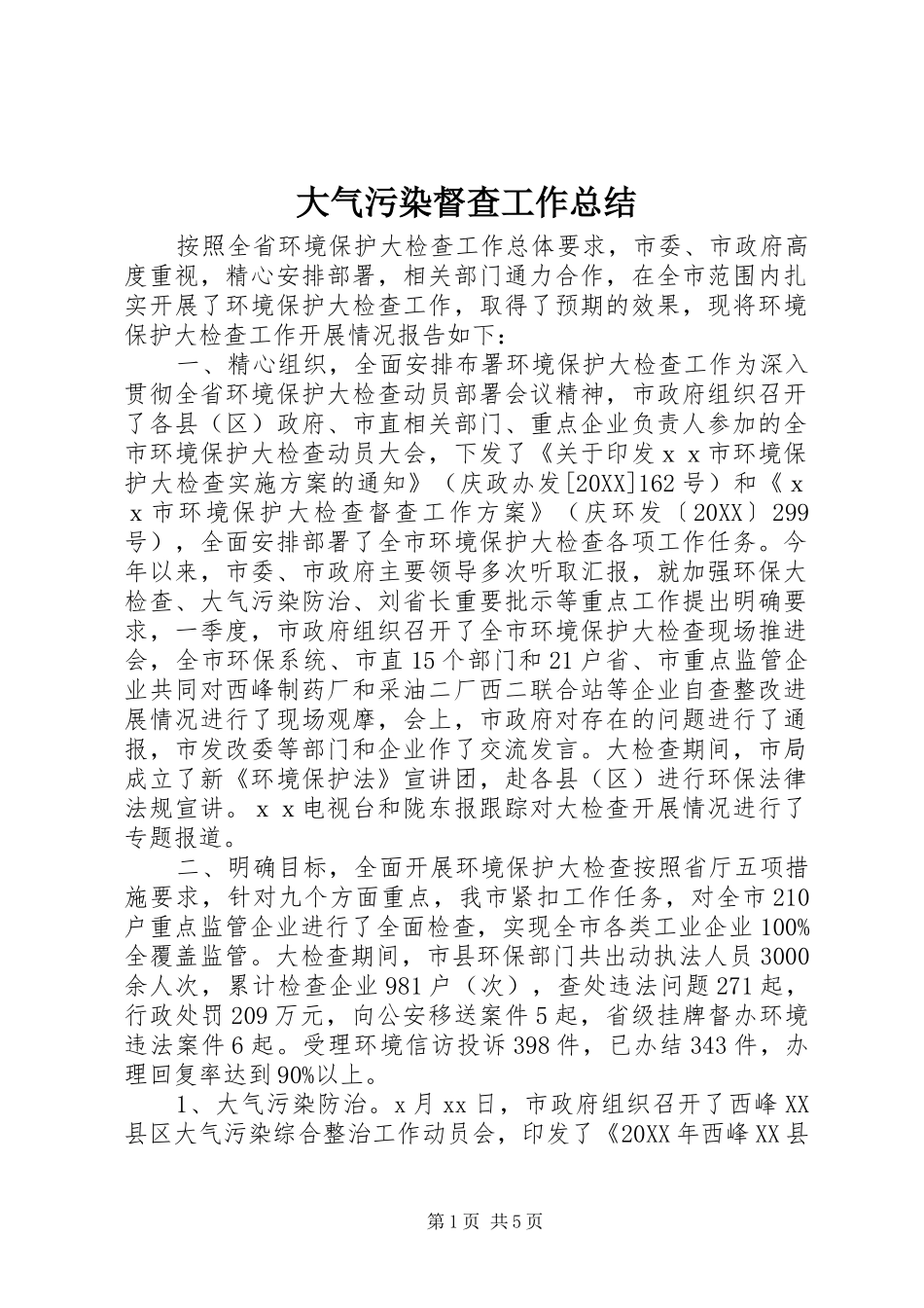 2024年大气污染督查工作总结_第1页