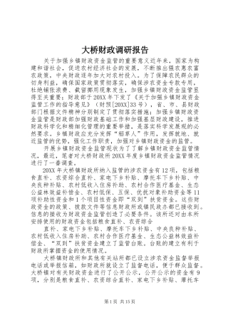 2024年大桥财政调研报告