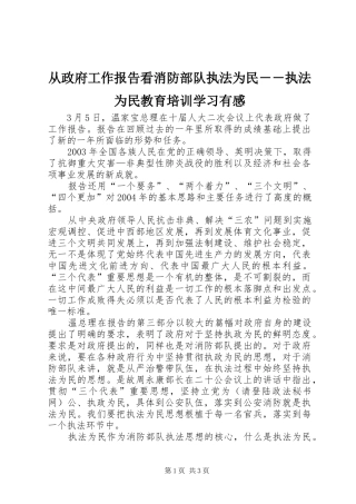 2024年从政府工作报告看消防部队执法为民执法为民教育培训学习有感