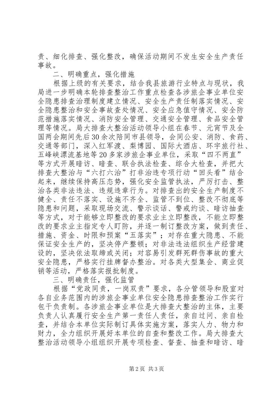 2024年旅游局安全隐患大排查大整治工作总结_第2页