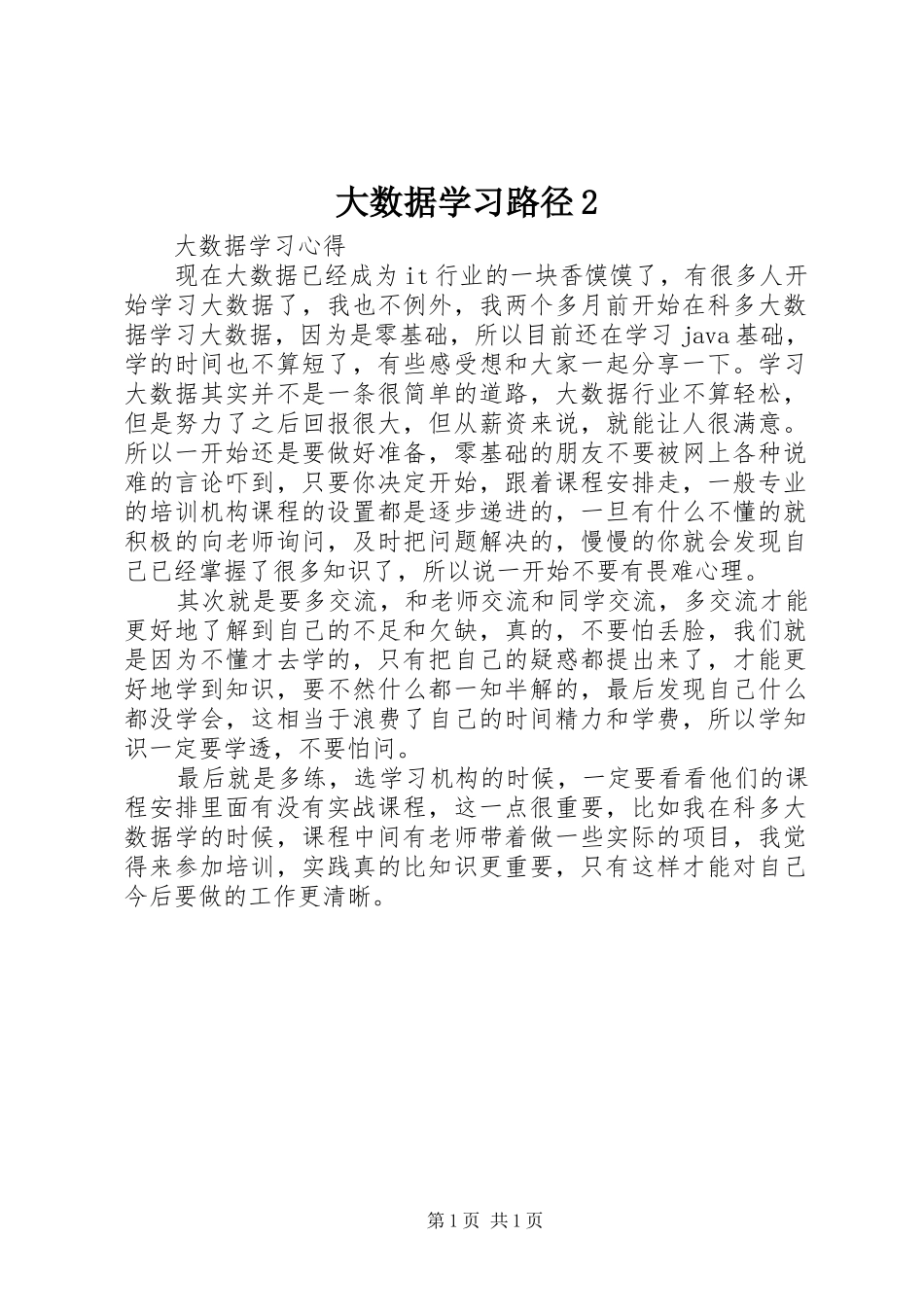 2024年大数据学习路径_第1页