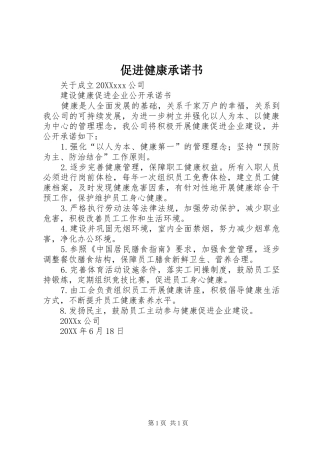 2024年促进健康承诺书