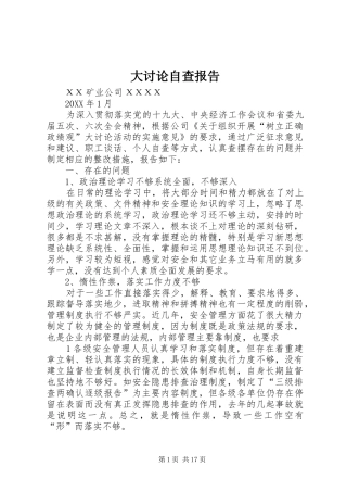 2024年大讨论自查报告