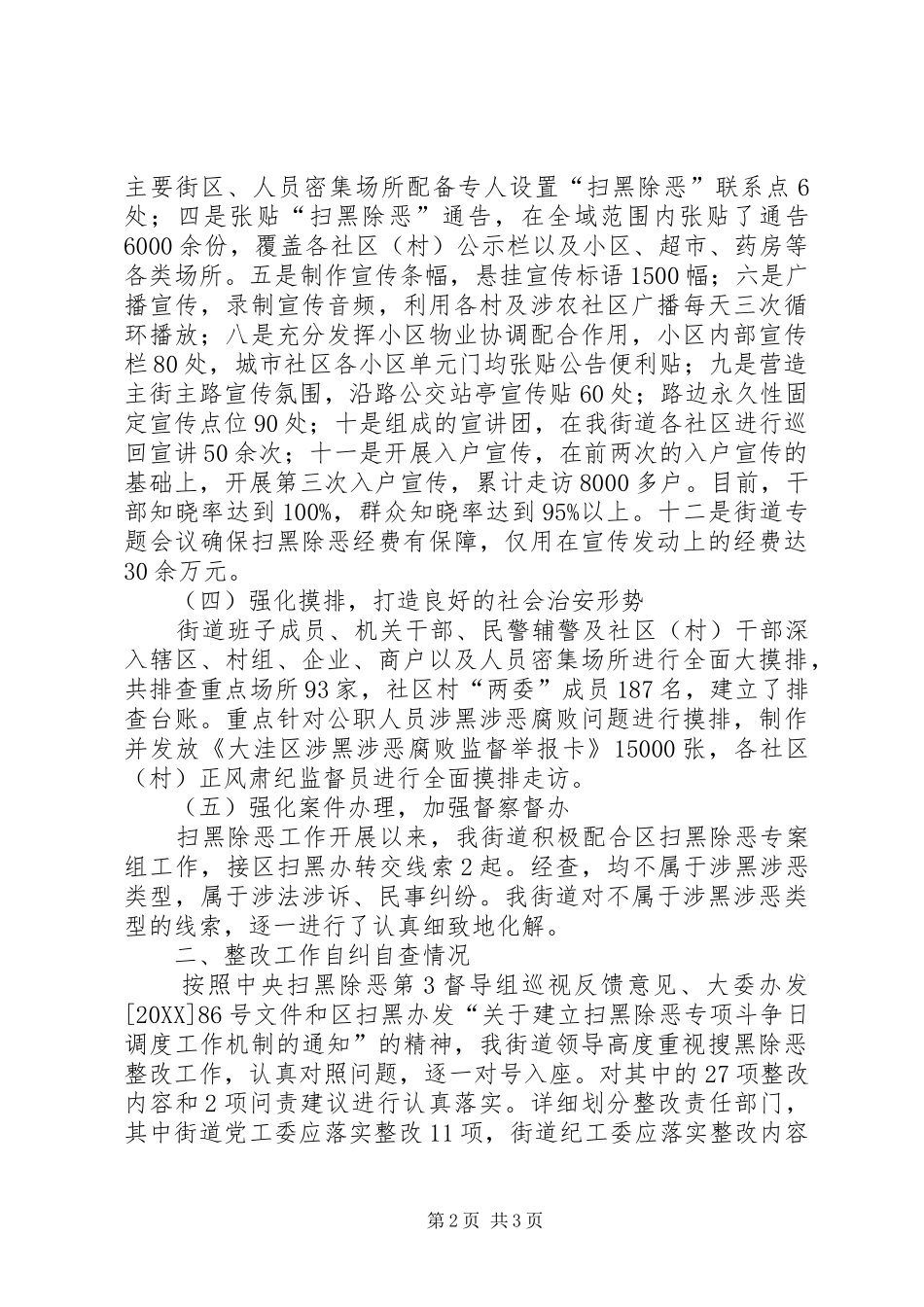 2024年大洼街道扫黑除恶专项斗争工作汇报_第2页