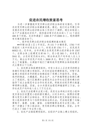 2024年促进农民增收致富思考