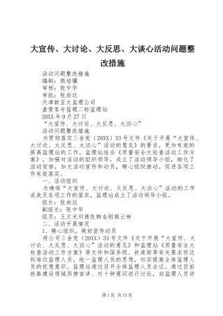 2024年大宣传大讨论大反思大谈心活动问题整改措施