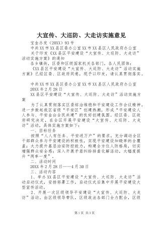 2024年大宣传大巡防大走访实施意见