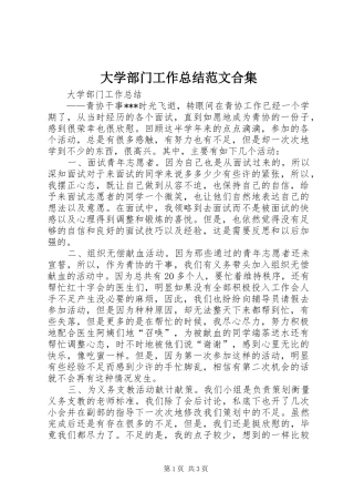 2024年大学部门工作总结范文合集