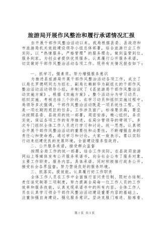 2024年旅游局开展作风整治和履行承诺情况汇报