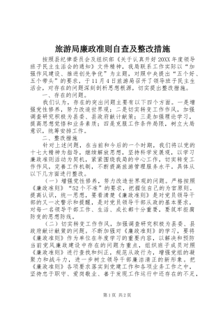 2024年旅游局廉政准则自查及整改措施