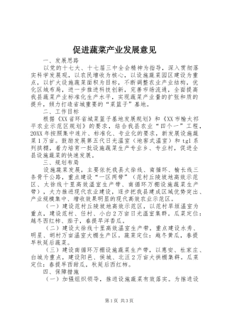 2024年促进蔬菜产业发展意见