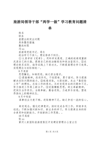 2024年旅游局领导干部两学一做学习教育问题清单