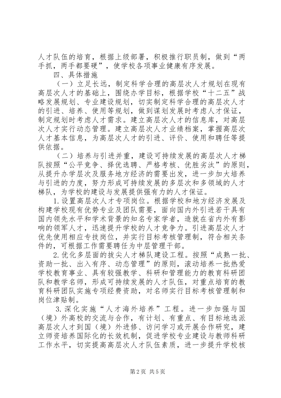 2024年大学高级人才队伍建设工作意见_第2页
