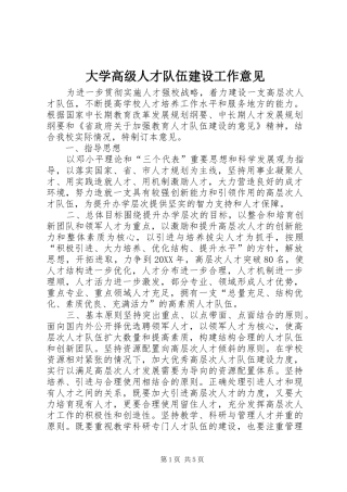 2024年大学高级人才队伍建设工作意见