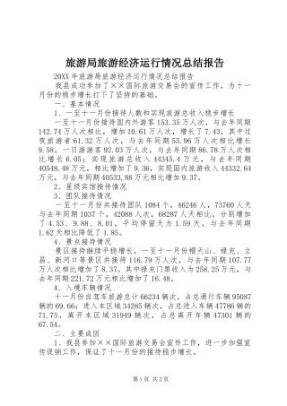2024年旅游局旅游经济运行情况总结报告
