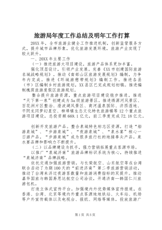 2024年旅游局年度工作总结及明年工作打算
