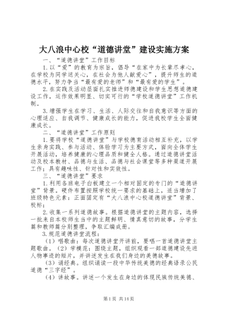 2024年大八浪中心校道德讲堂建设实施方案
