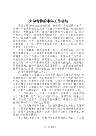 2024年大学青协的半年工作总结