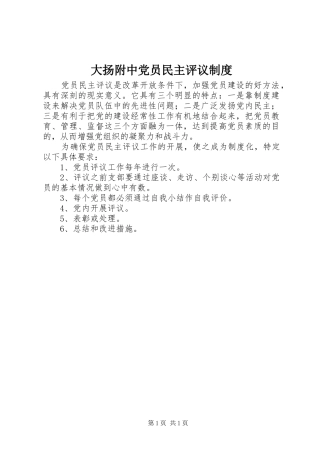 2024年大扬附中党员民主评议制度