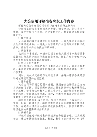 2024年大公信用评级准备阶段工作内容