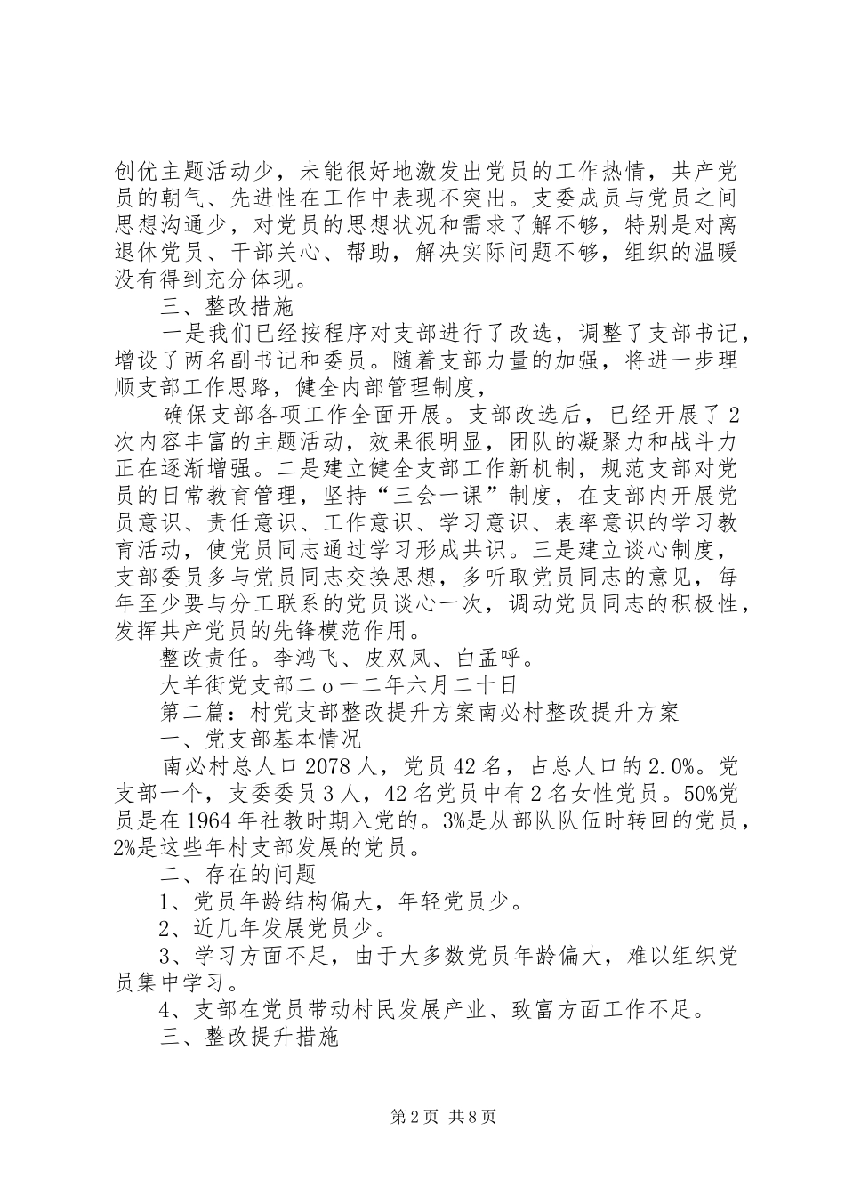 2024年大羊街村党支部整改方案_第2页