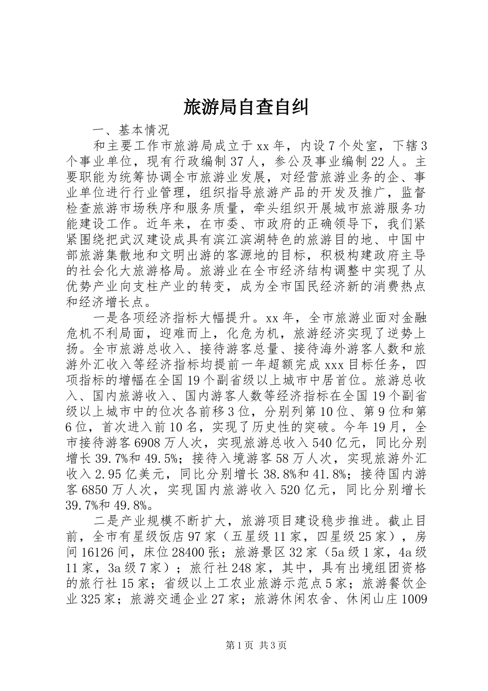 2024年旅游局自查自纠_第1页