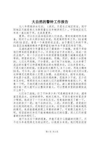 2024年大自然的警钟工作报告