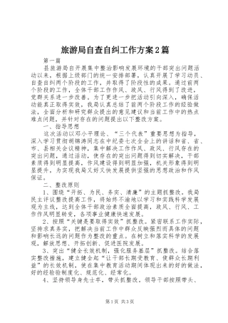 2024年旅游局自查自纠工作方案篇