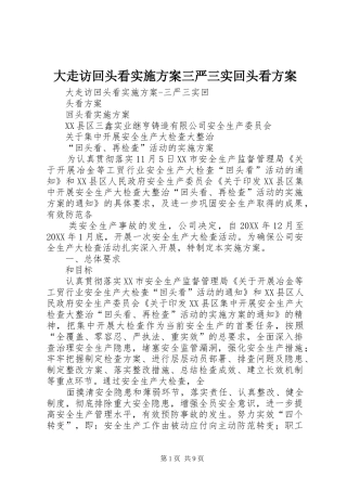 2024年大走访回头看实施方案三严三实回头看方案