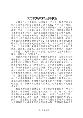 2024年大力发展农村公共事业