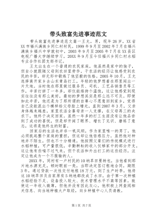 2024年带头致富先进事迹范文