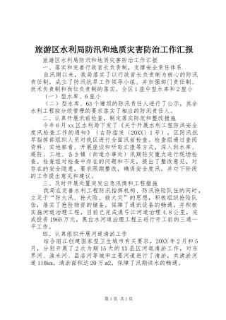 2024年旅游区水利局防汛和地质灾害防治工作汇报