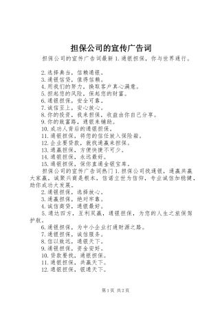 2024年担保公司的宣传广告词