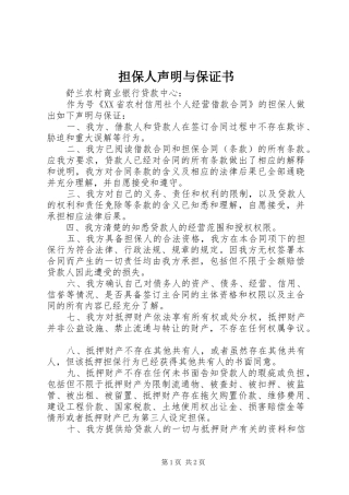 2024年担保人声明与保证书
