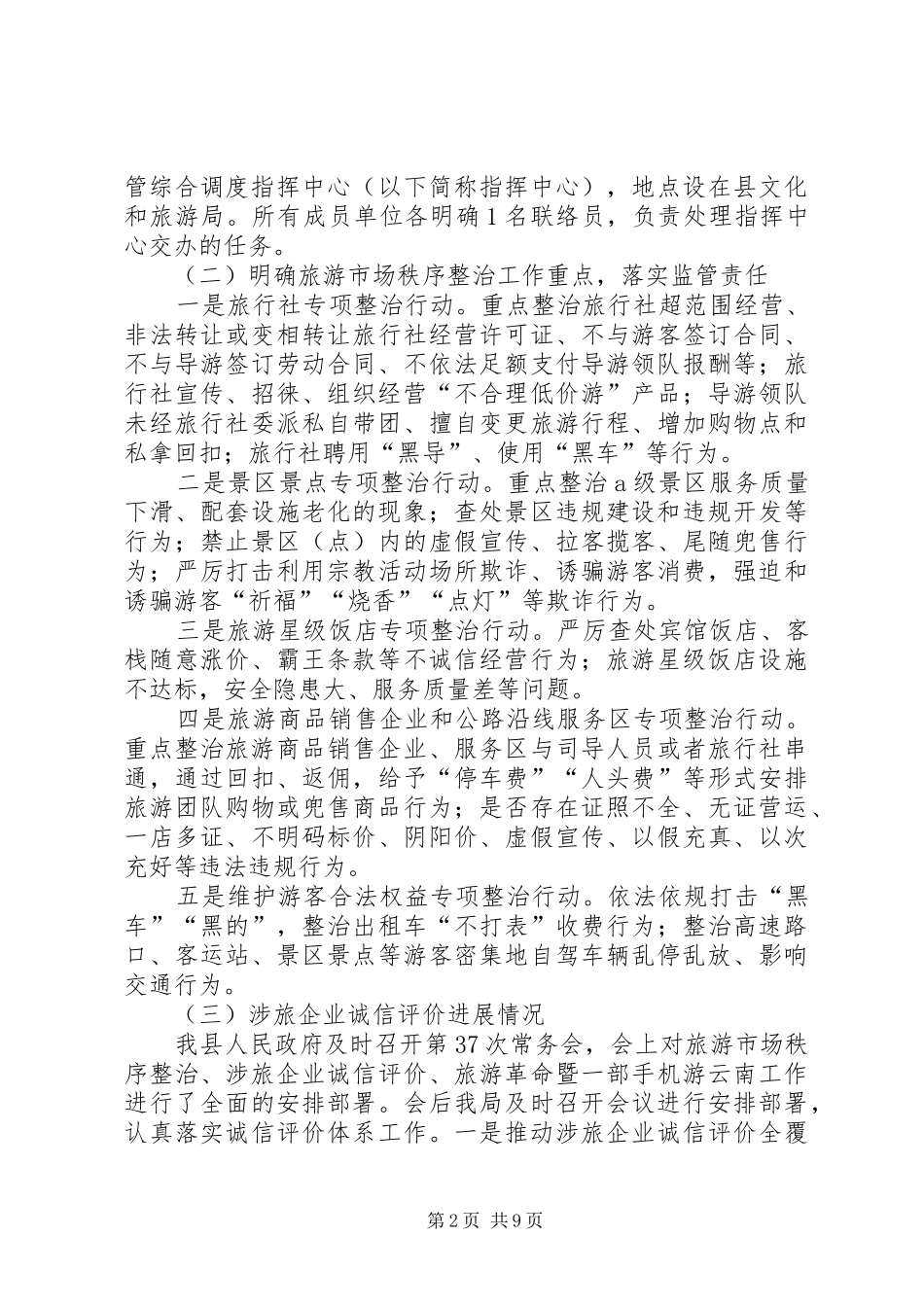 2024年旅游市场秩序整治工作总结篇_第2页