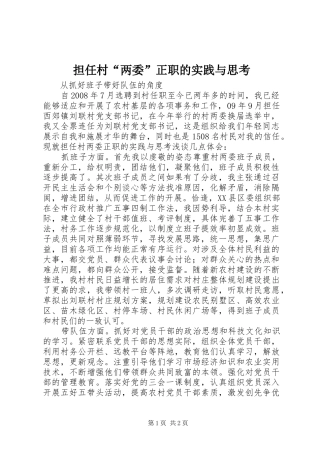 2024年担任村两委正职的实践与思考