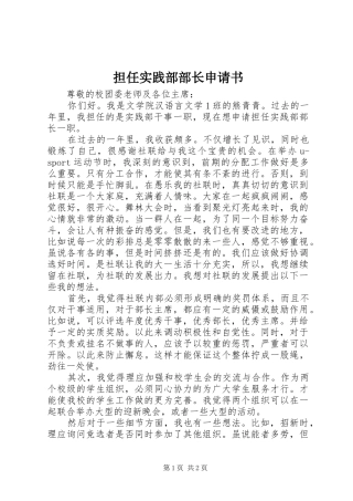 2024年担任实践部部长申请书