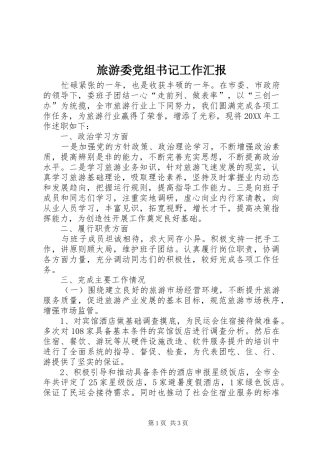 2024年旅游委党组书记工作汇报
