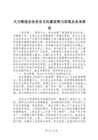 2024年大力推进企业安全文化建设努力实现企业本质安