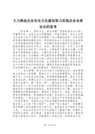 2024年大力推进企业安全文化建设努力实现企业本质安全的思考