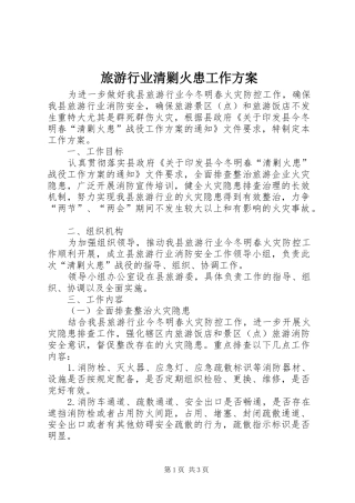 2024年旅游行业清剿火患工作方案