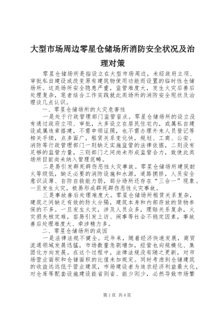 2024年大型市场周边零星仓储场所消防安全状况及治理对策