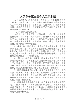 2024年大学办公室主任个人工作总结