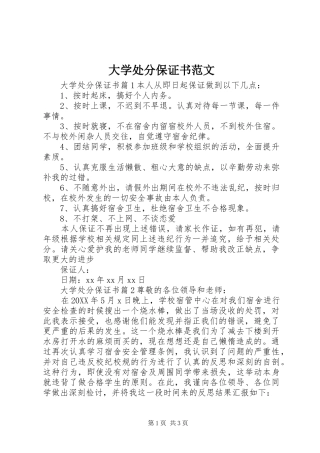 2024年大学处分保证书范文