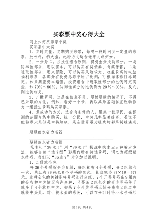 2024年买彩票中奖心得大全