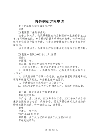 2024年慢性病处方权申请