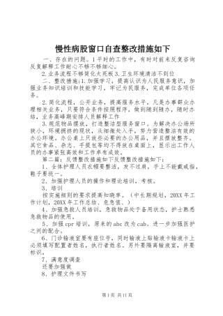 2024年慢性病股窗口自查整改措施如下